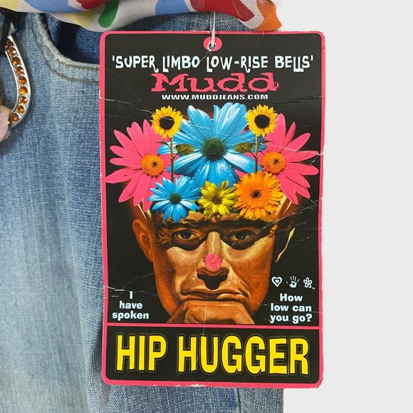 Y2K Mudd Flair Jeans Womens 15 Medium Stone Wash Low-Rise Denim Bell Bottoms New - Picture 10 of 11